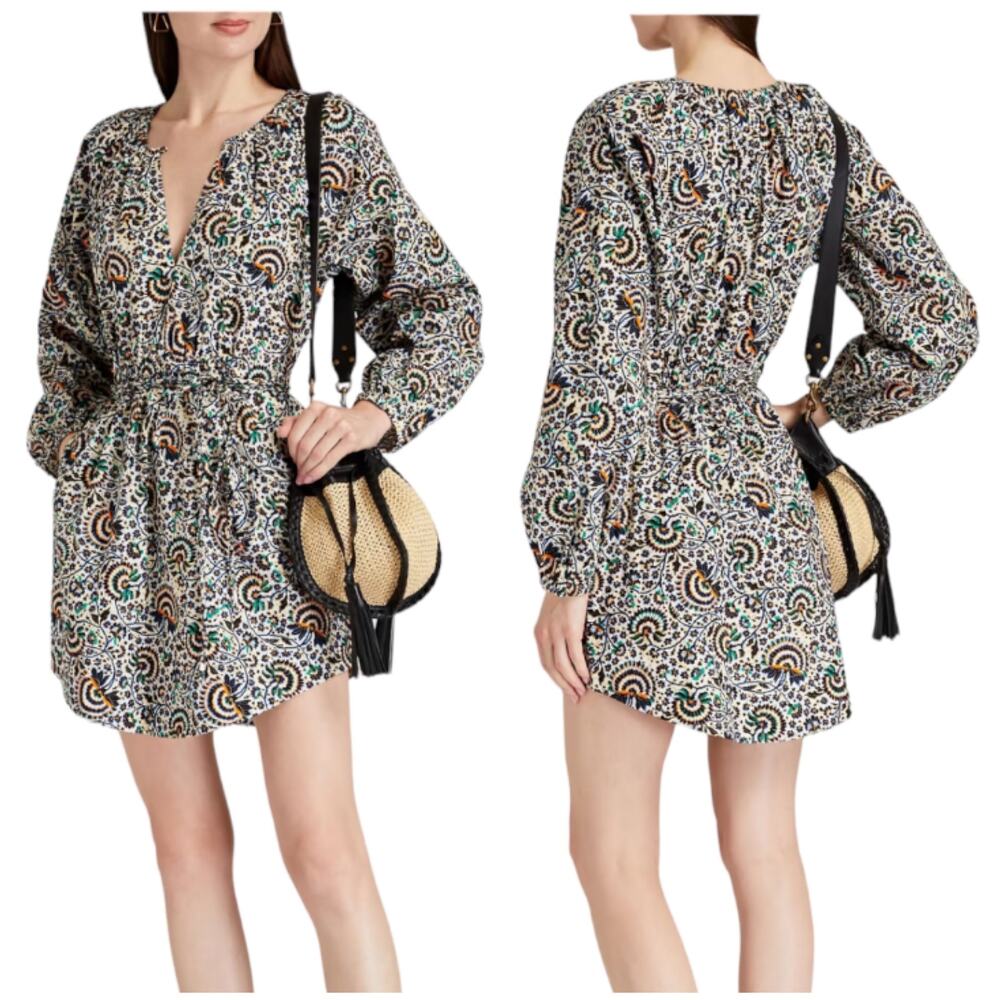 A.L.C. NWT Adelaide Gathered Floral Print Poplin Mini Dress Size 0 Elastic Waist